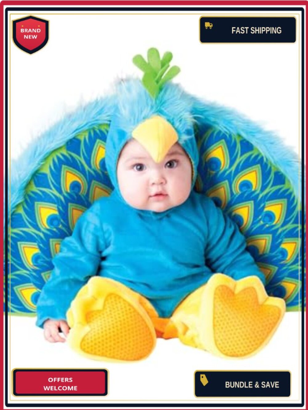 Baby Toddler Animal Peacock Halloween Costume Romper with Wings Unisex